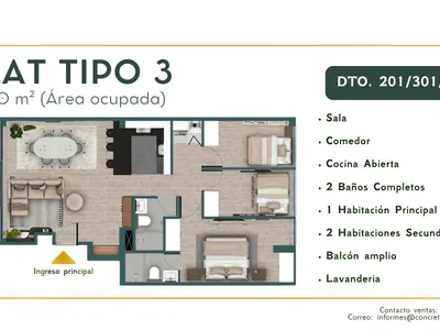 Modelo 3 · Pisos 2, 3, 4