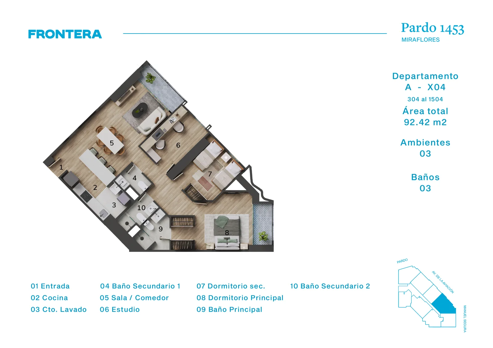 Modelo AX4 · Pisos 3 al 15
