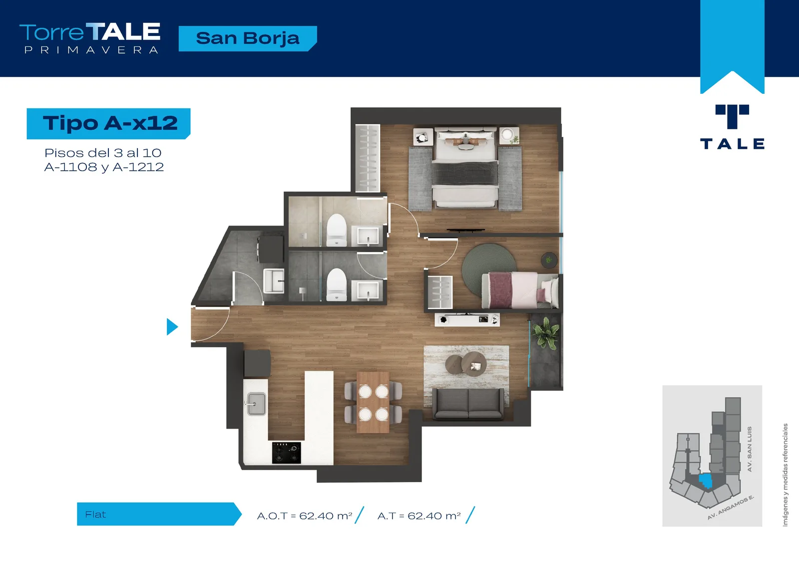Modelo T1-X12 · Pisos 4 al 12