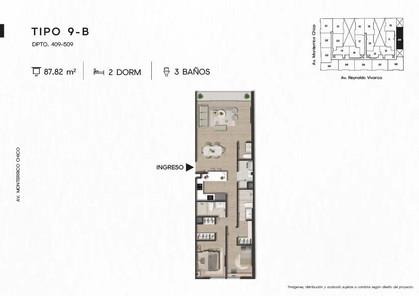 Modelo TIPO 9-B · Pisos 4 y 5