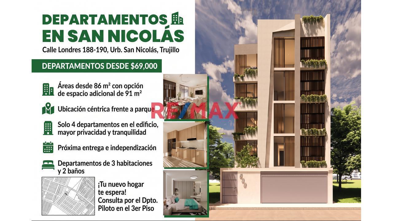 Se Vende Departamento De Estreno En 5To Piso - Frente A Parque - Urb. San Nicolas, Trujillo