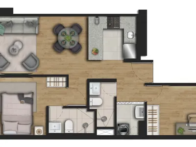 Departamento 2 dorm. 60.01 m²