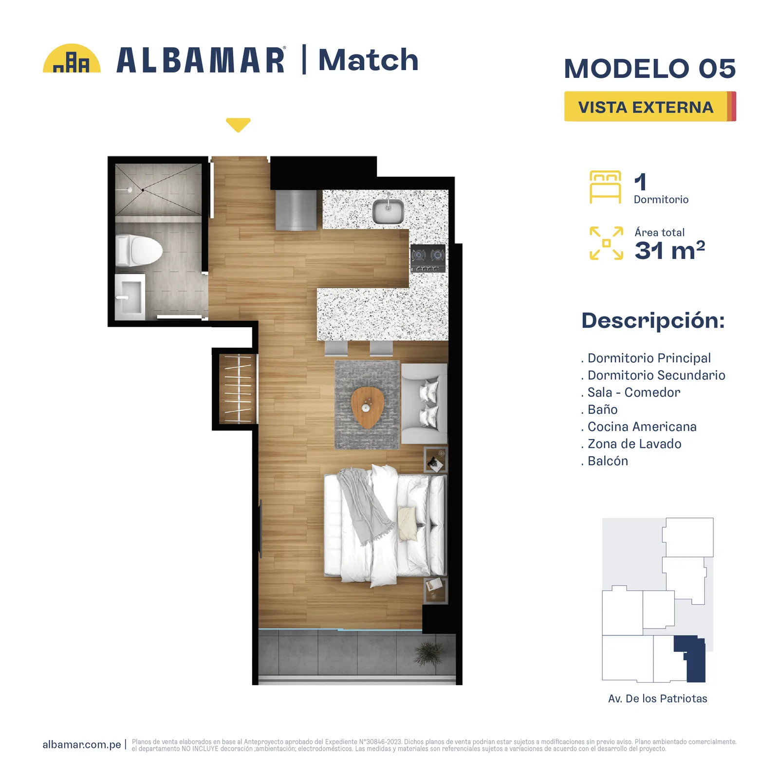 Modelo TIPO 5 · Pisos 2 al 14