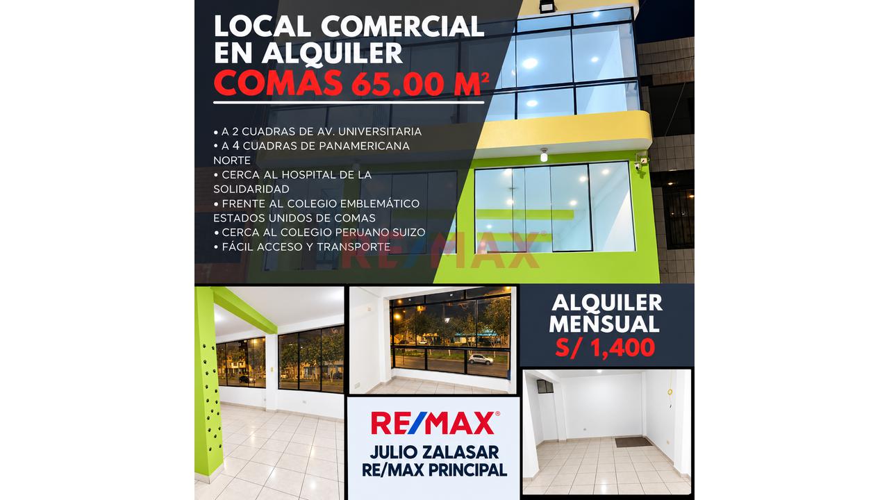 Local Comercial En Alquiler – Comas | S/ 1,400