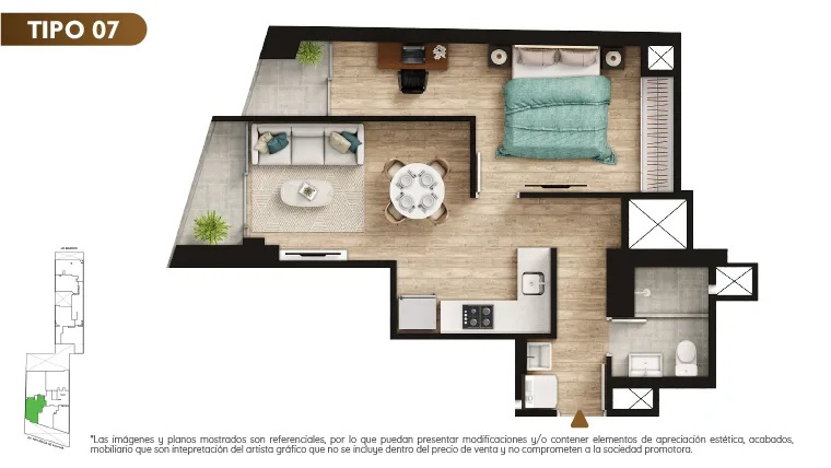 Modelo TIPO 7 · Pisos 2 al 22