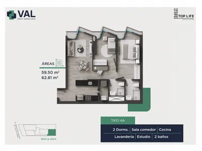 Modelo TIPO 4A · Pisos 18, 19, 20