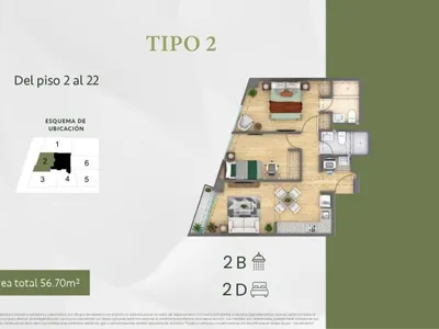 Modelo TIPO 2 · Pisos 21 y 22
