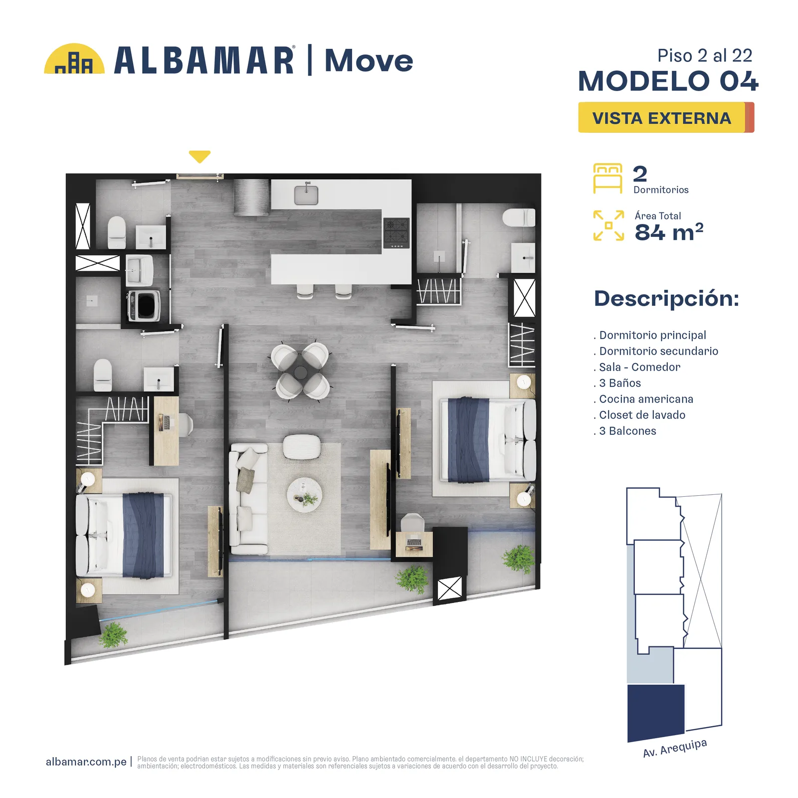 Modelo Modelo 4 · Pisos 2 al 13
