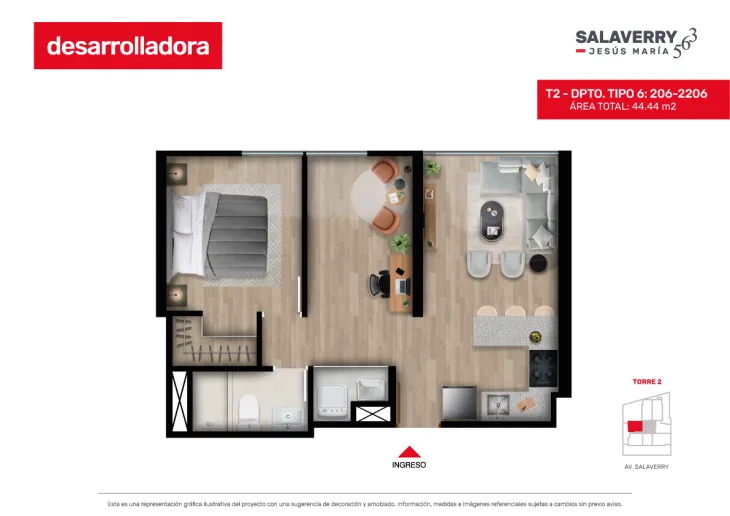Modelo 6 · Pisos 2 al 22