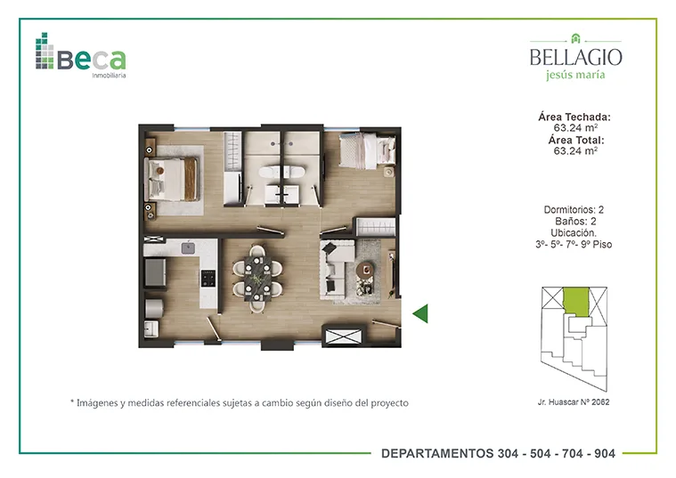 Modelo X04B · Pisos 3, 5, 7