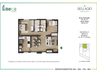 Modelo X04B · Pisos 3, 5, 7
