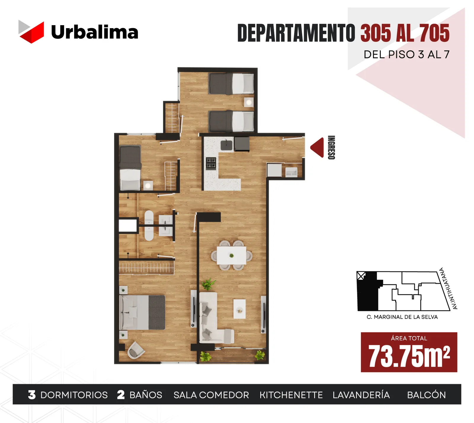 Modelo X05 · Pisos 3, 5, 7
