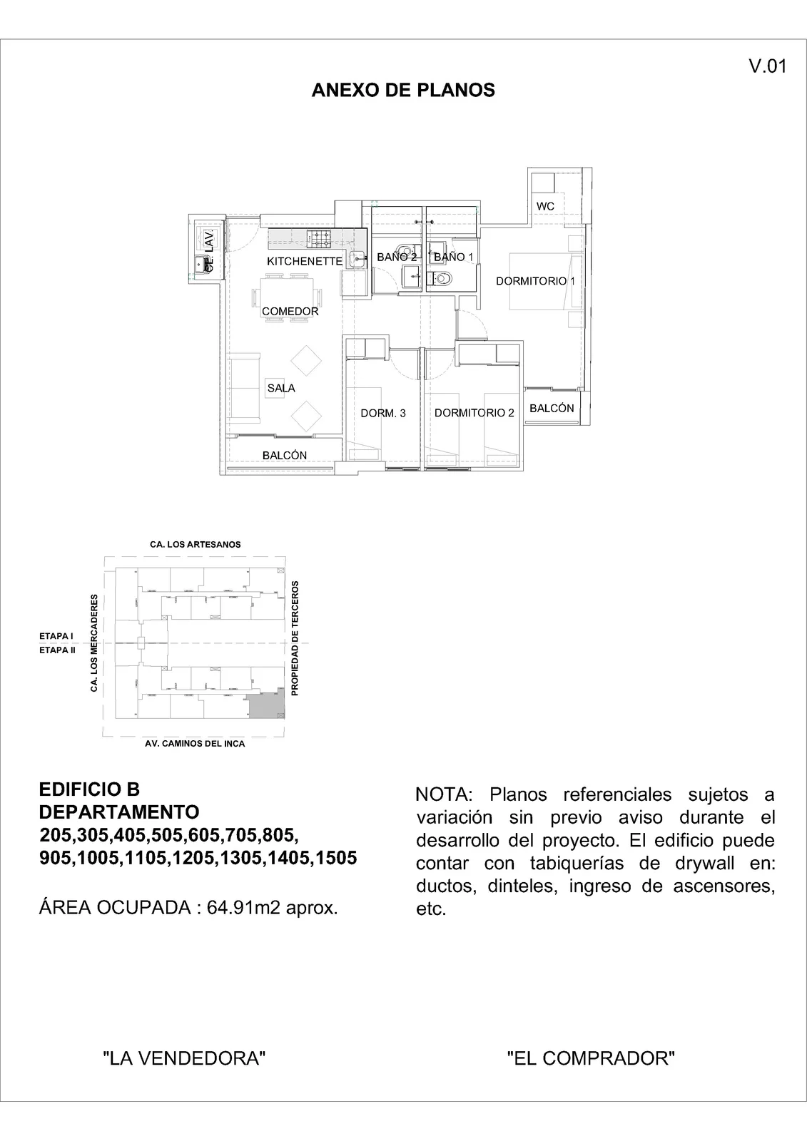 Modelo 3 Dormitorios + Kitchenette