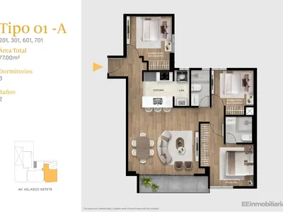 Modelo TIPO 01-A · Pisos 2, 3, 6, 7