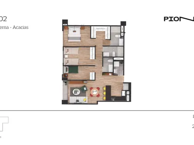 Departamento 3 dorm. 84.38 m²