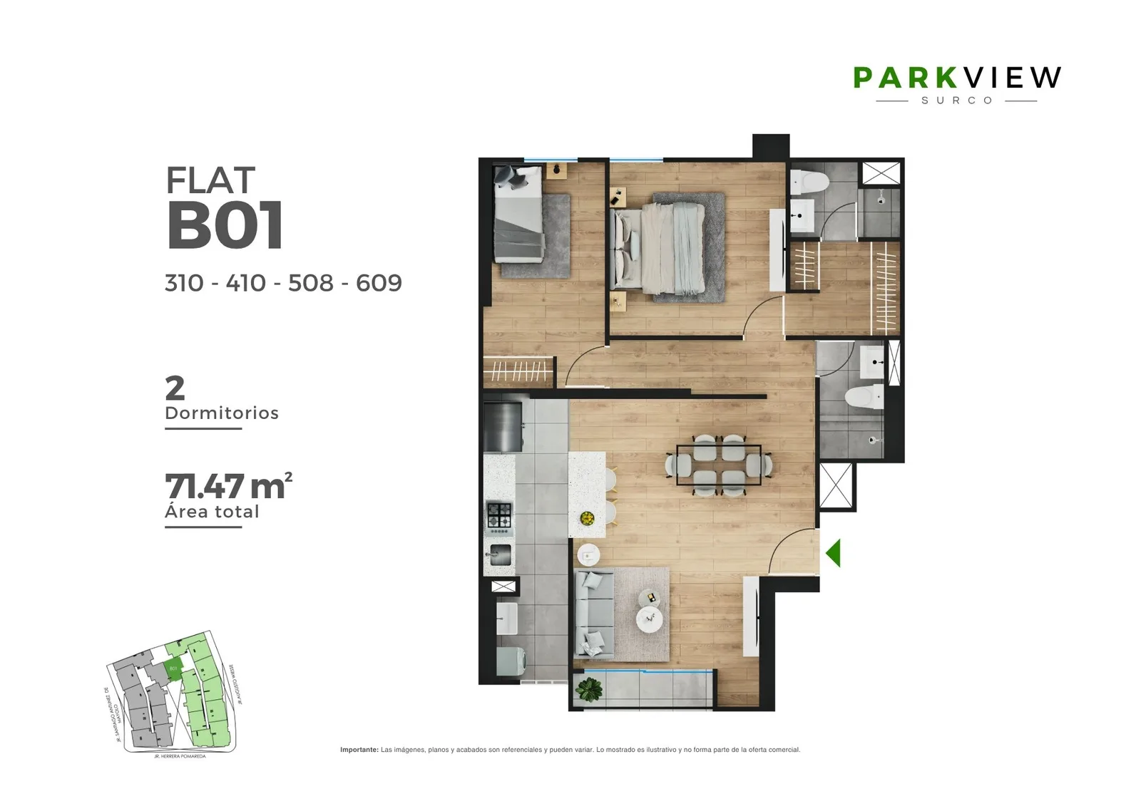 Modelo B 01 · Pisos 3, 4, 5, 6