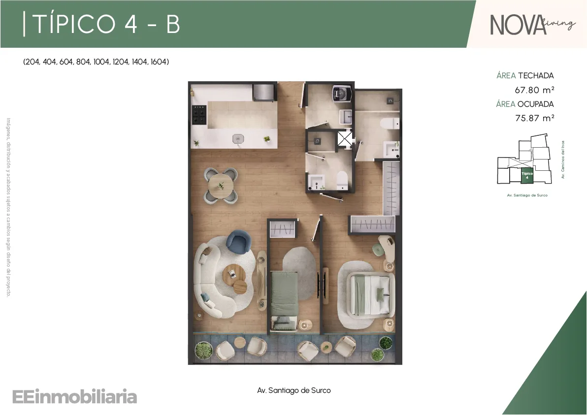 Modelo TípIco 4-B · Pisos 2 al 16