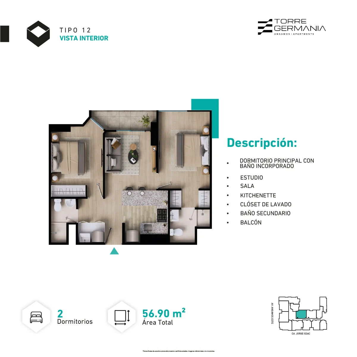 Modelo P4-P18-X12 · Pisos 4 al 17