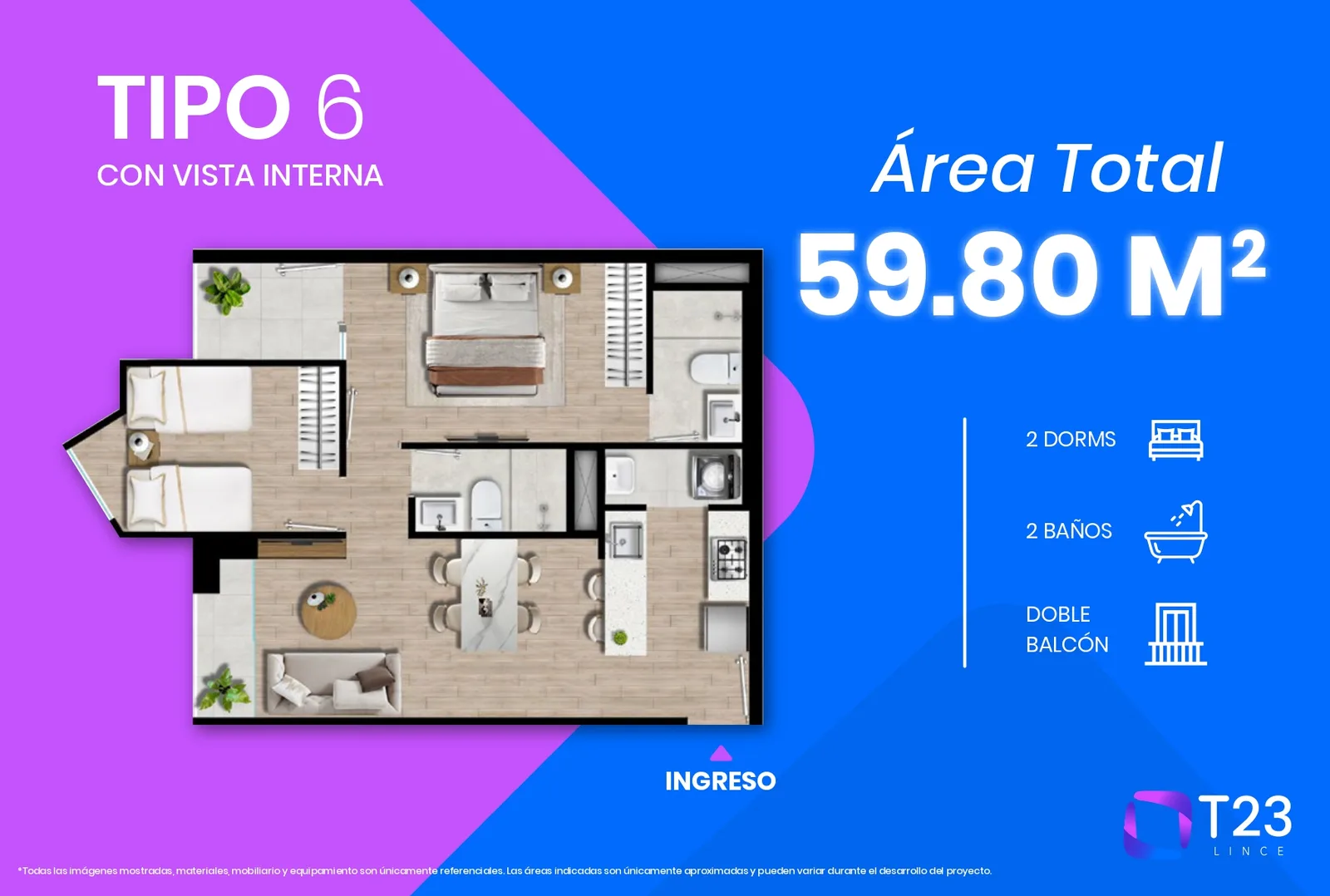 Modelo TIPO 6 · Pisos 2 al 17