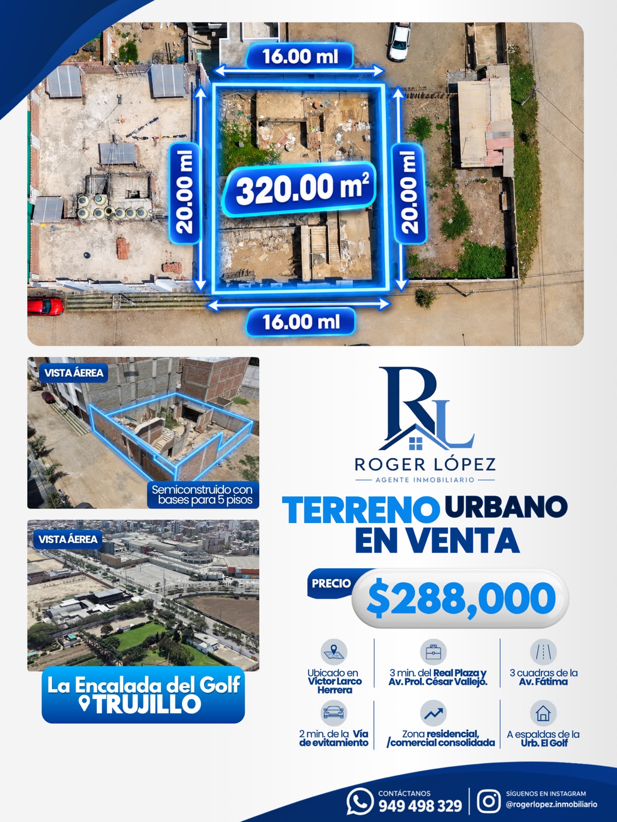 Terreno semiconstruido de 320 m² en Urb. La Encalada del Golf, Victor Larco