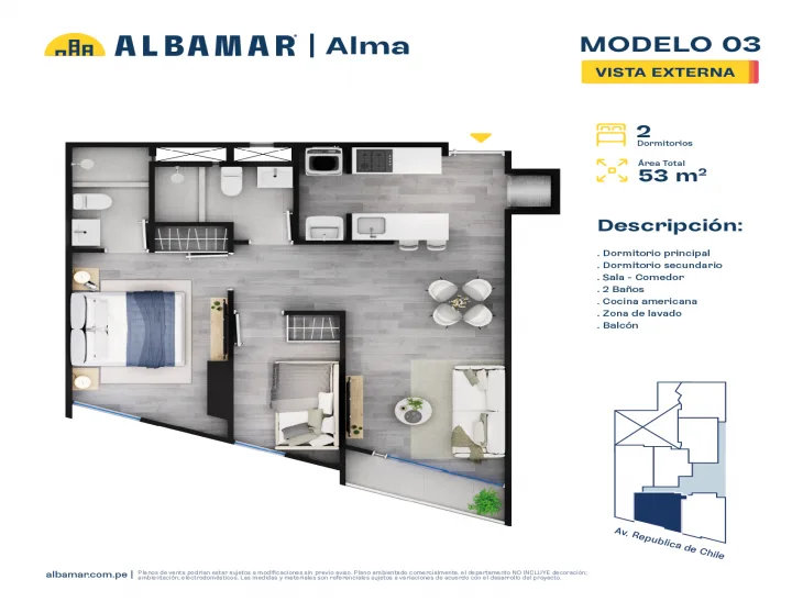 Modelo Modelo 3 · Pisos 2 al 15