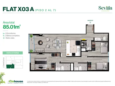 Modelo X03A · Pisos 3, 4, 5, 6, 7