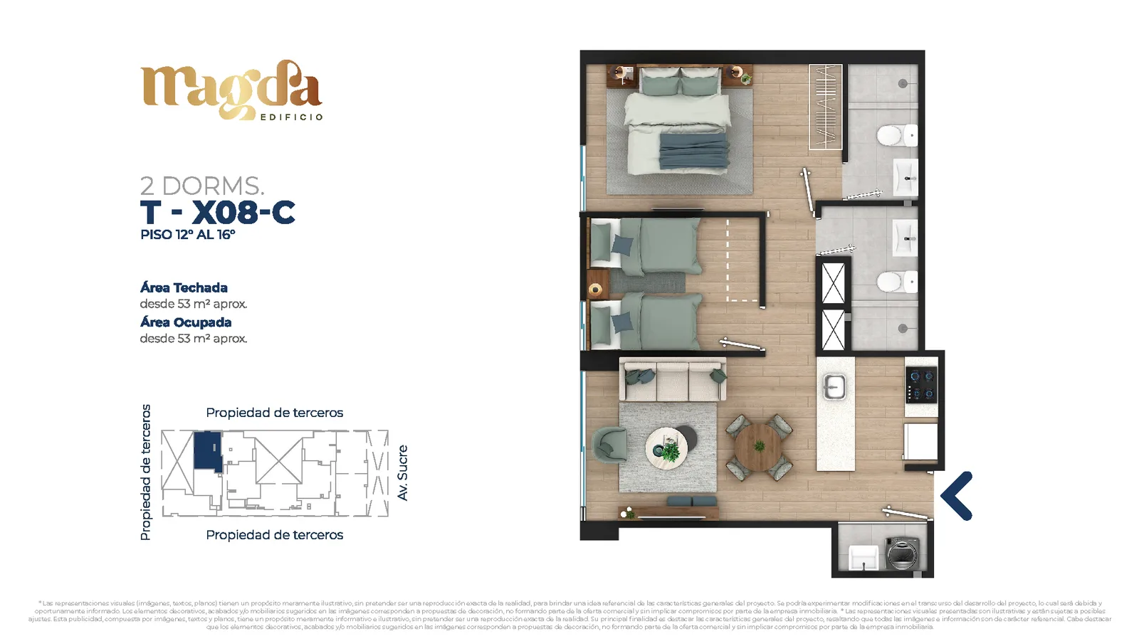 Modelo TIPO X08C · Pisos 12, 14, 15, 16