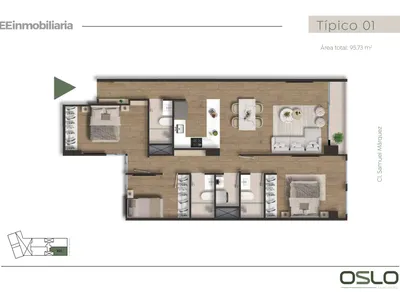 Modelo Tipo 01 · Pisos 2, 3, 4, 5, 7