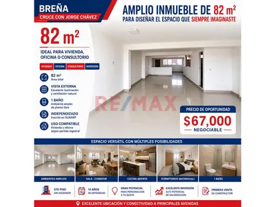 Amplio Inmueble De 82 M² Con Vista Externa | Ideal Para Vivienda, Oficina O Proyecto Personalizado | Breña
