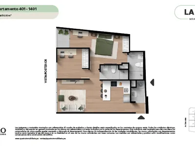 Departamento 2 dorm. 55.69 m²