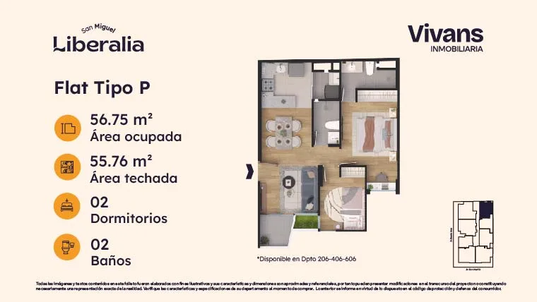 Modelo TIPO P · Pisos 2, 4, 6