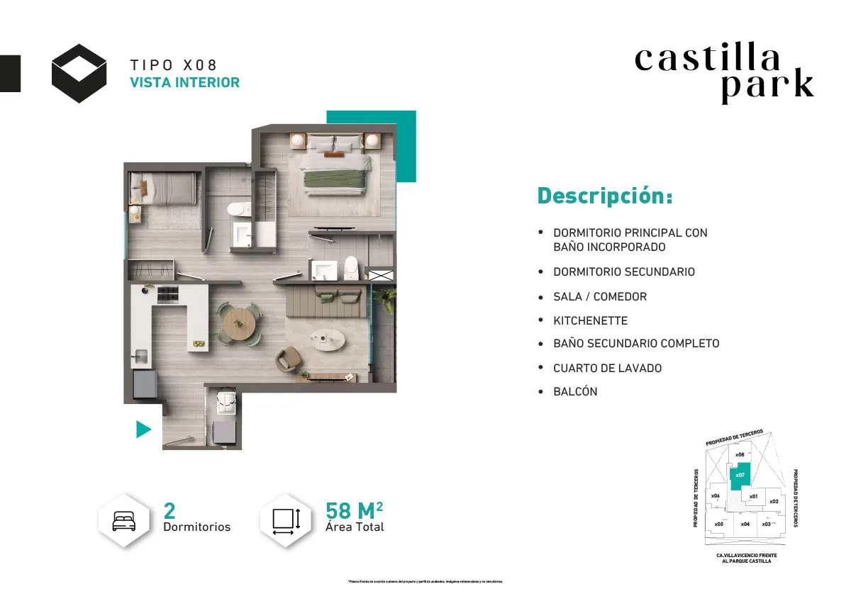 Modelo Tipo X08 · Pisos 5 al 22