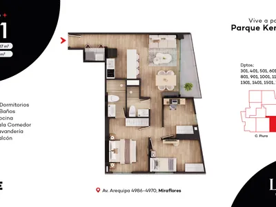 Departamento 3 dorm. 75.07 m²