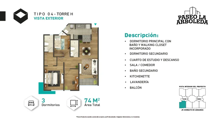 Modelo H-Tipo 4 · Pisos 1 al 13