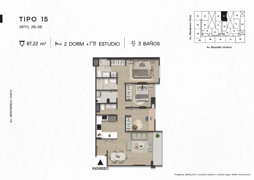 Modelo TIPO 15 · Pisos 2 y 3