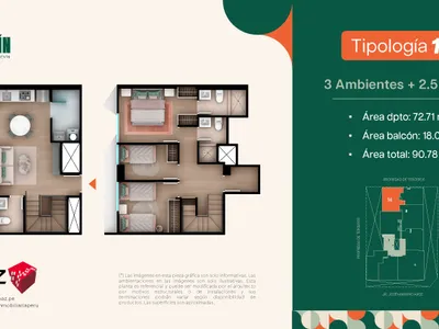 Departamento 3 dorm. 90.78 m²