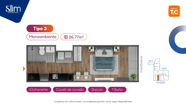 Modelo Tipo 3 · Pisos 4 al 23