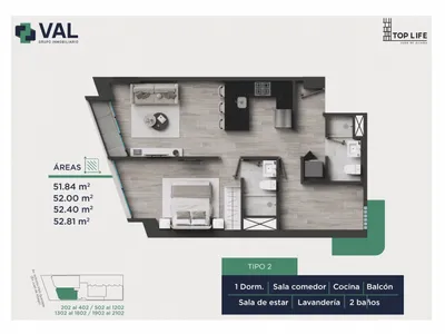 Modelo TIPO 2 · Pisos 2 al 21