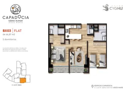 Departamento 3 dorm. 67.2 m²