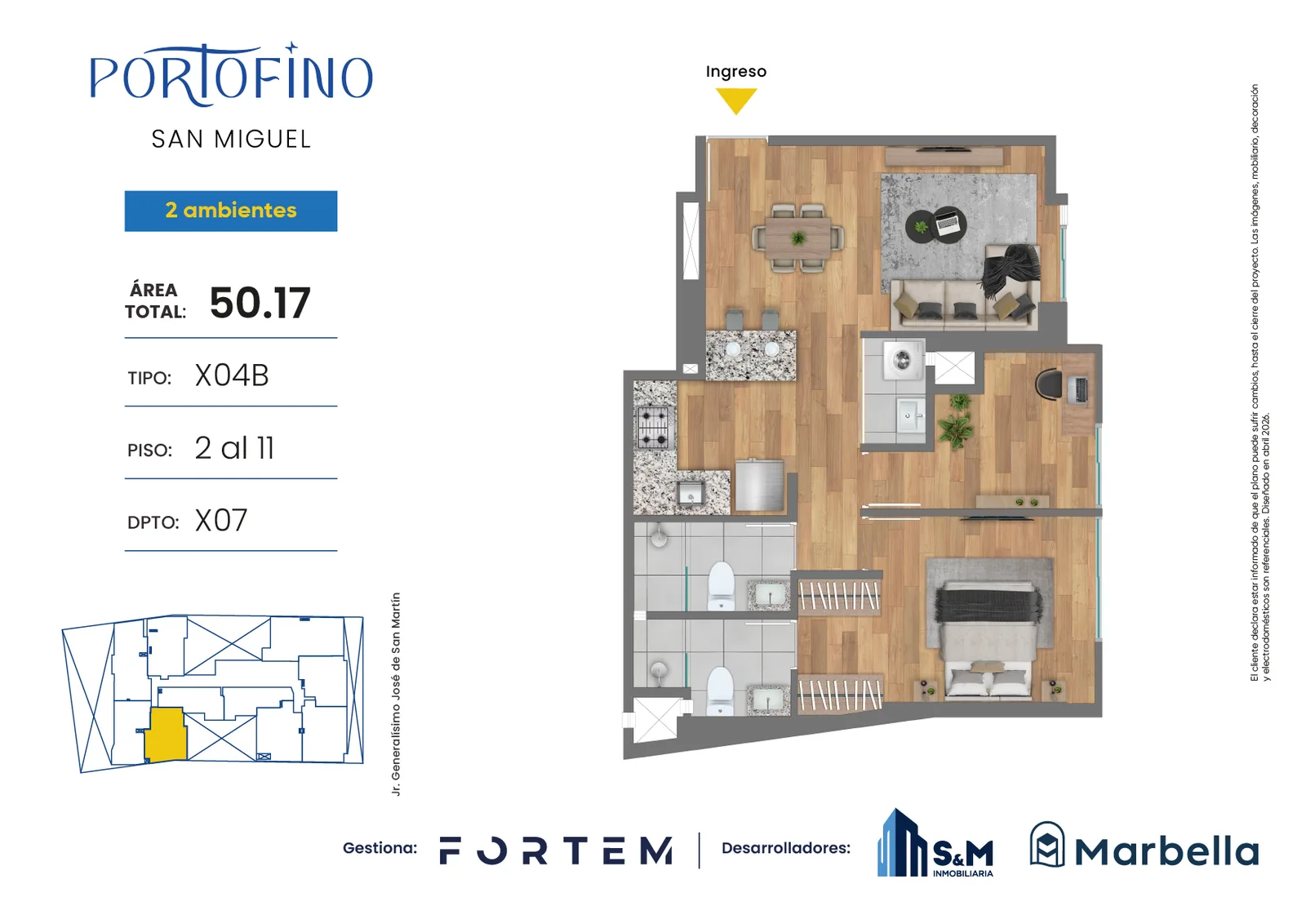 Modelo TD-X04B · Pisos 5 al 11