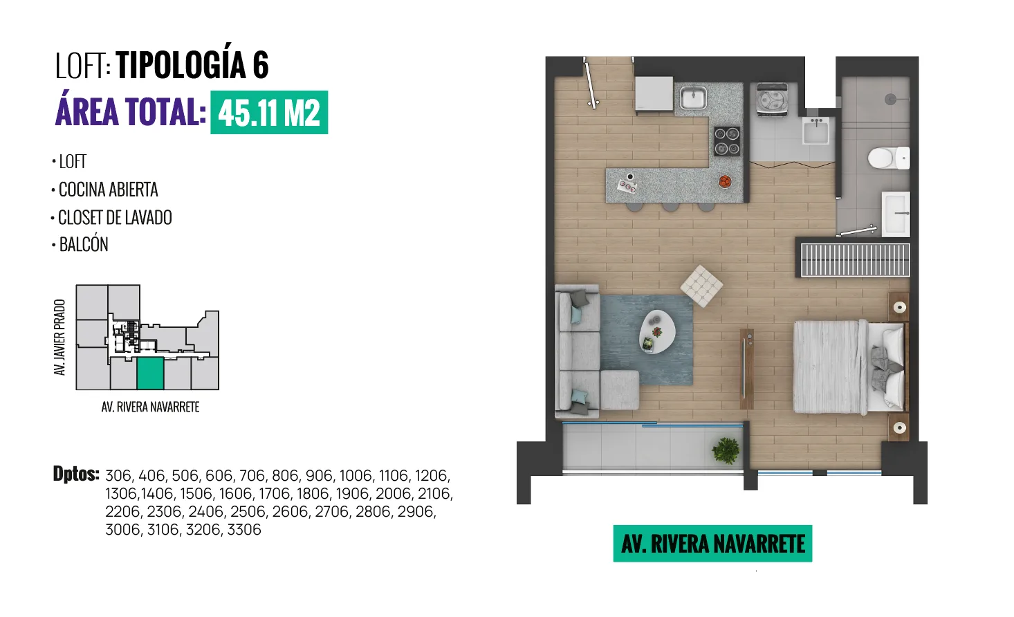 Modelo TIPO 6 · Pisos 2 al 33