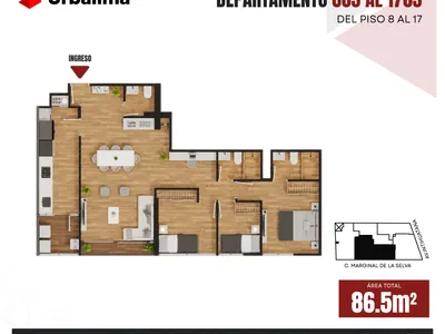 Modelo X03B · Pisos 8 al 18