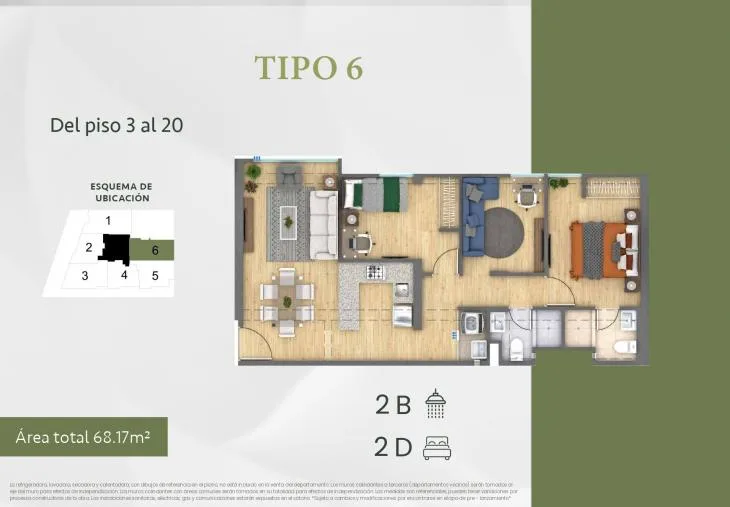 Modelo TIPO 6 · Pisos 4 al 14