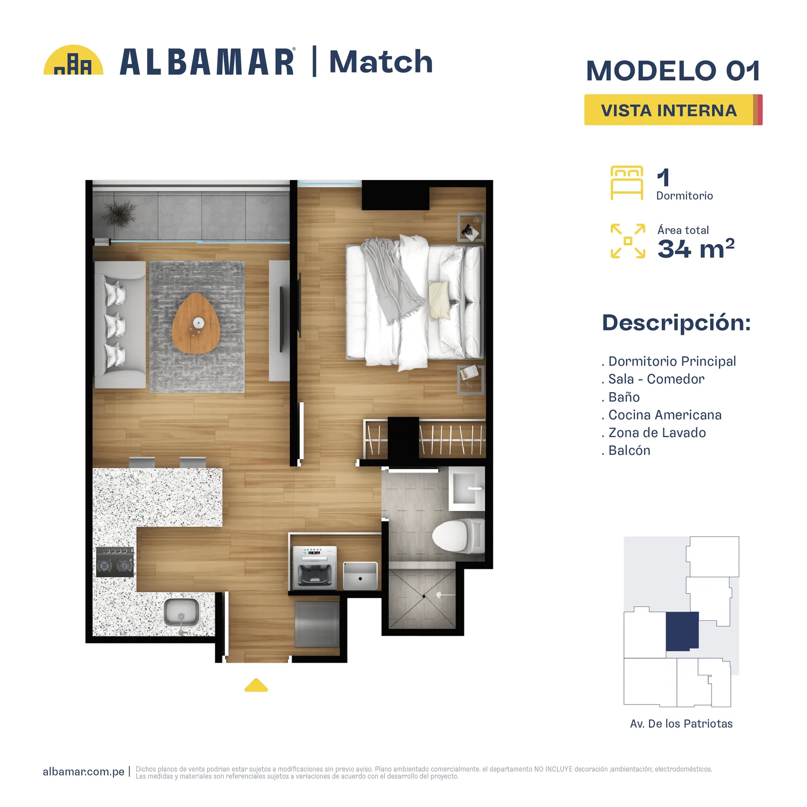 Modelo TIPO 1 · Pisos 2 al 8