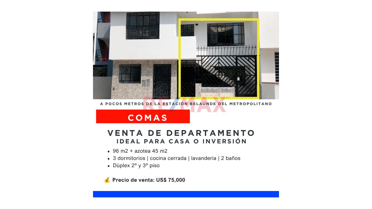 Venta De Departamento Dúplex Con Muy Buena Ubicación En Comas