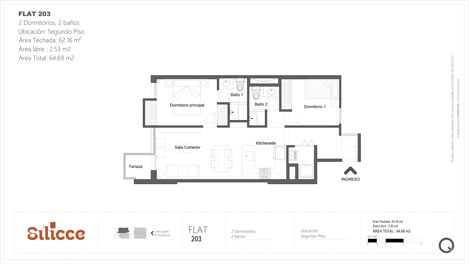Modelo Flat-65(T) · Pisos 2, 3, 4
