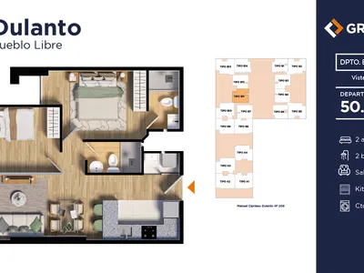 Departamento 2 dorm. 50.7 m²