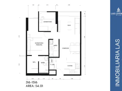 Departamento 2 dorm. 54.13 m²