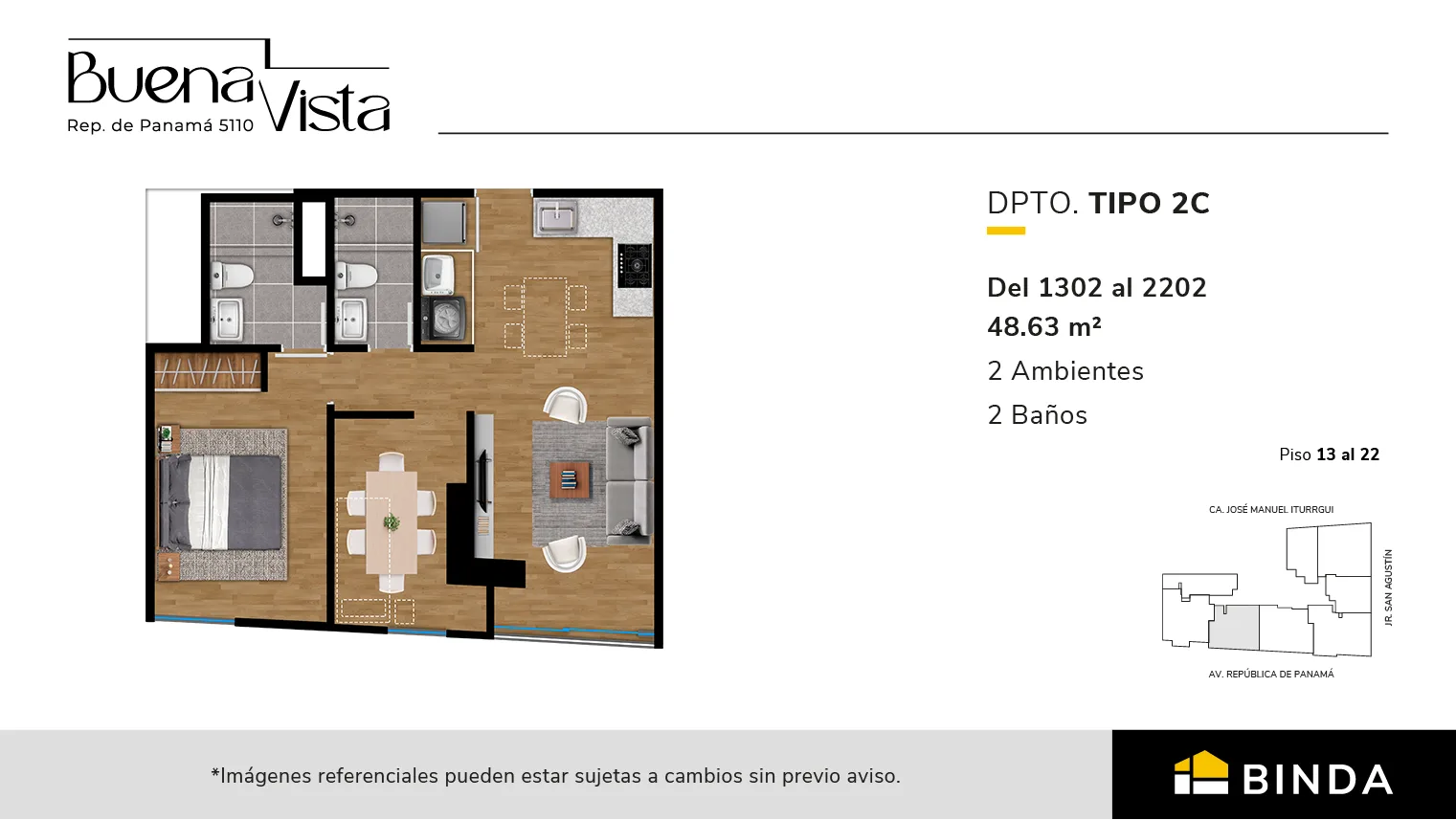 Modelo TIPO 2-C · Pisos 14 al 22