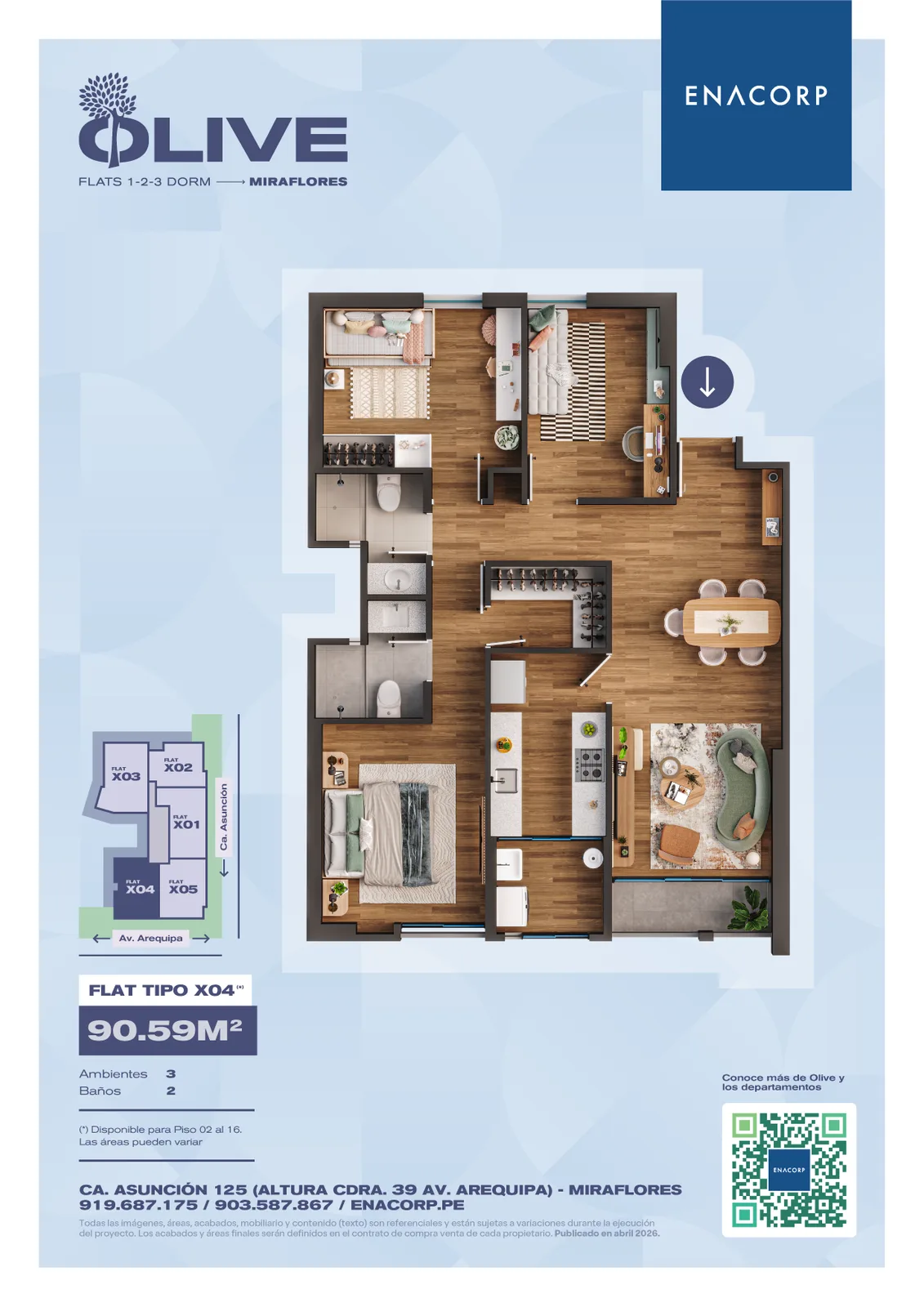 Modelo X04 · Pisos 2 al 16